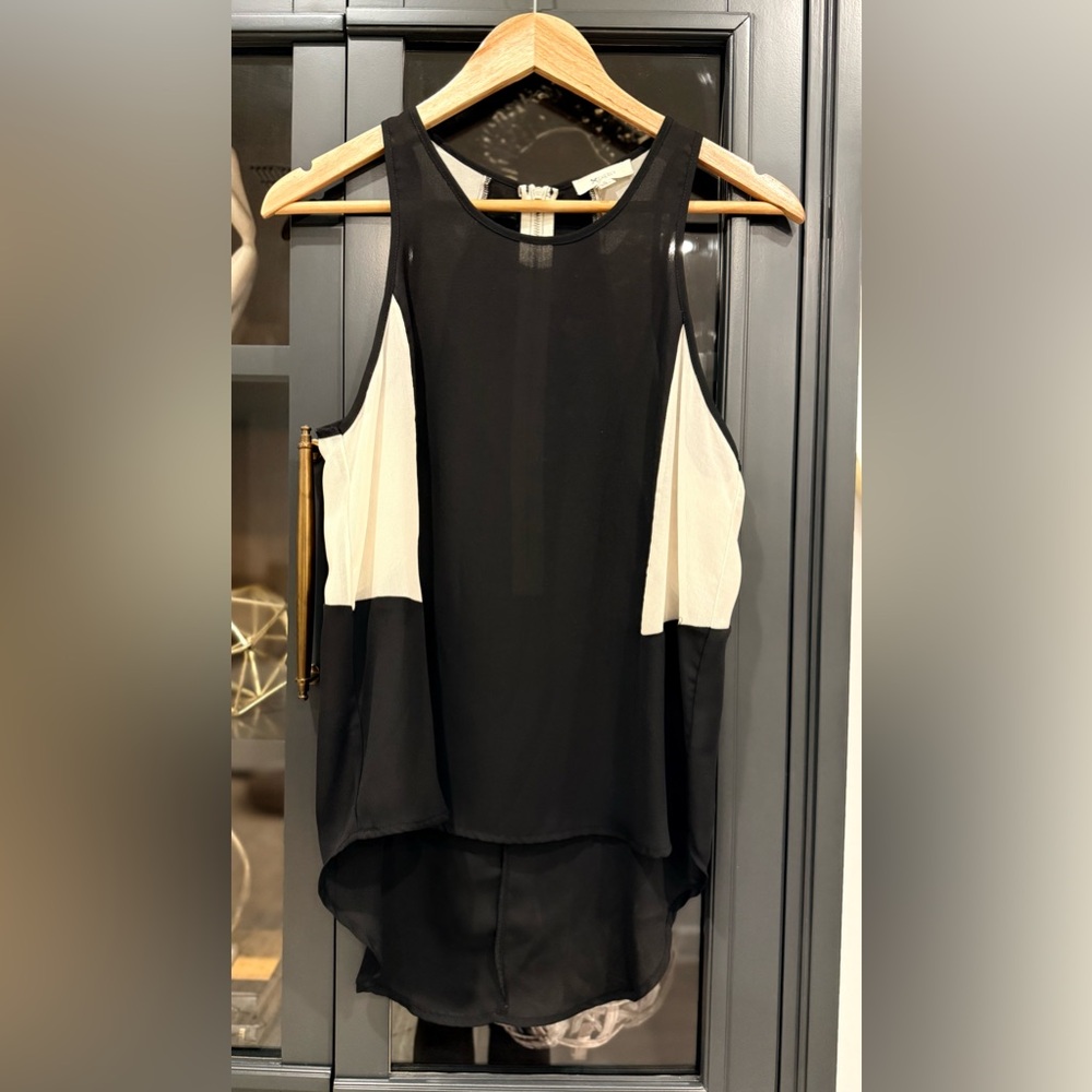 Everly Black and Cream High Low Tank Top